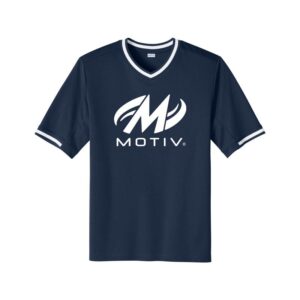 Motiv CoolWick Bowling V Neck Baseball Jersey - Navy