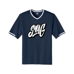Swag CoolWick Bowling V Neck Baseball Jersey - Navy
