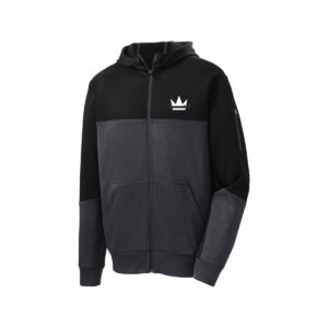 Brunswick CoolWick Men's Tech Fleece Colorblock Full-Zip Hooded Bowling Jacket - Black/Graphite Heather/Black