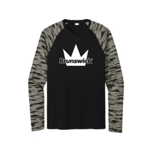 Brunswick CoolWick Men's Drift Camo Colorblock Long Sleeve Dri-Fit Bowling Shirt - Black