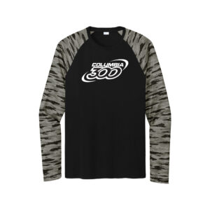 Columbia 300 CoolWick Men's Drift Camo Colorblock Long Sleeve Dri-Fit Bowling Shirt - Black
