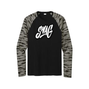 Swag CoolWick Men's Drift Camo Colorblock Long Sleeve Dri-Fit Bowling Shirt - Black