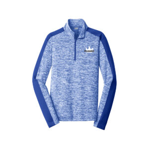 Brunswick CoolWick Men's Electric Heather 1/4-Zip Bowling Pullover - True Royal Electric/ True Royal