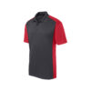 CoolWick Men's Colorblock Micropique Bowling Polo back - Iron Grey/True Red