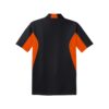 CoolWick Men's Side Blocked Micropique Bowling Polo back - Black/Deep Orange