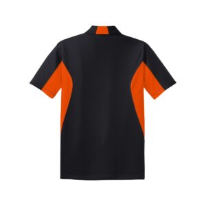 CoolWick Men's Side Blocked Micropique Bowling Polo back - Black/Deep Orange