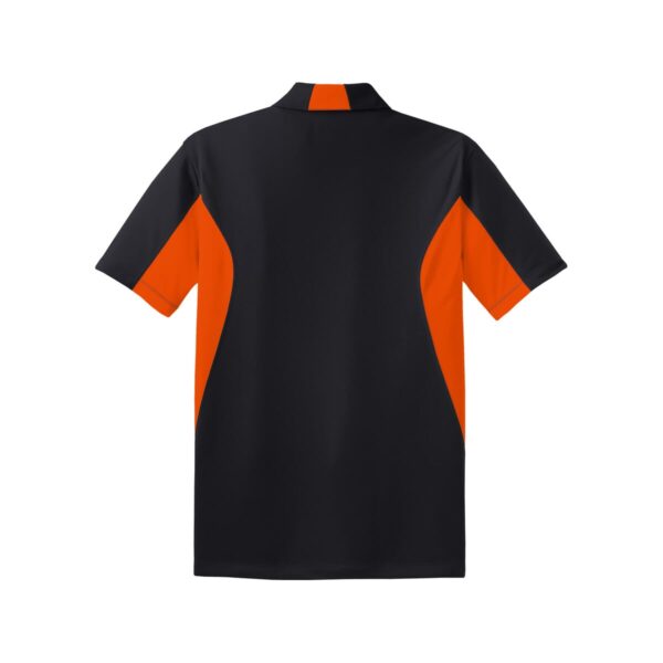 CoolWick Men's Side Blocked Micropique Bowling Polo back - Black/Deep Orange