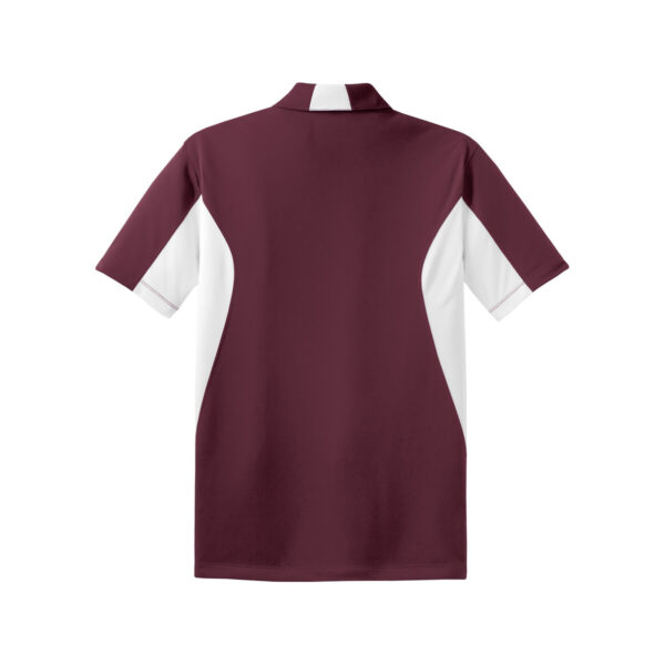 CoolWick Men's Side Blocked Micropique Bowling Polo back - Maroon/White
