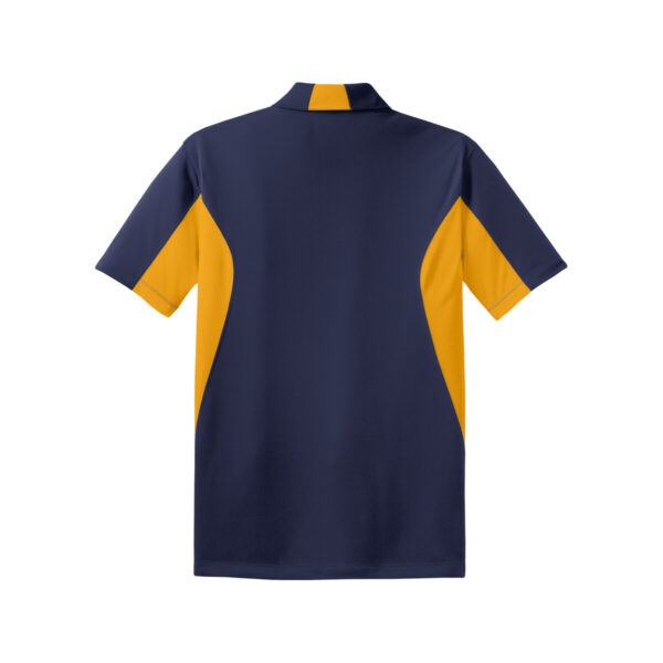 CoolWick Men's Side Blocked Micropique Bowling Polo back - True Navy/Gold