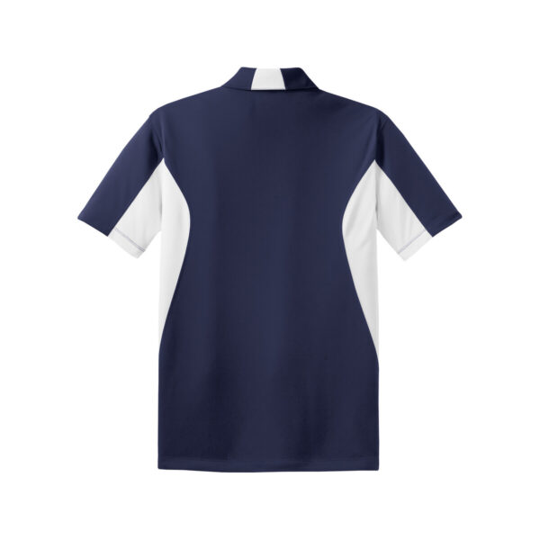 CoolWick Men's Side Blocked Micropique Bowling Polo back - True Navy/White