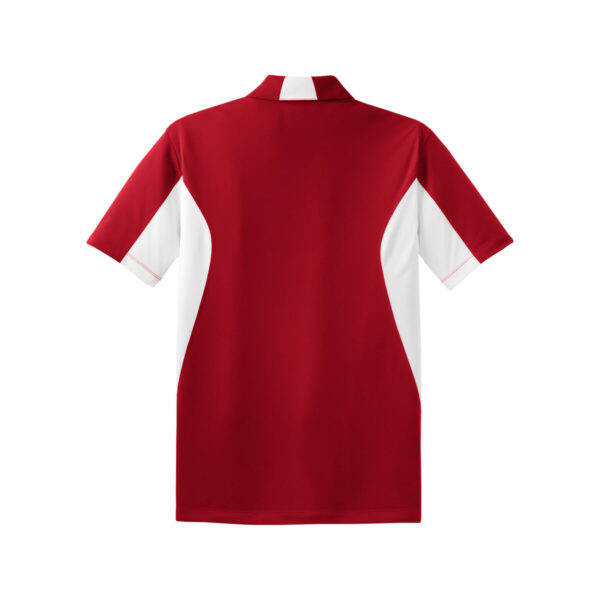 CoolWick Men's Side Blocked Micropique Bowling Polo back - True Red/White