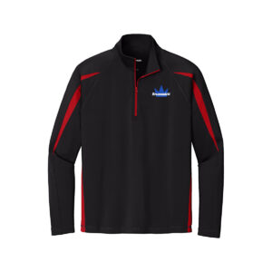 Brunswick CoolWick Men's Sport-Wick Stretch Colorblock 1/4-Zip Bowling Pullover - Black/True Red