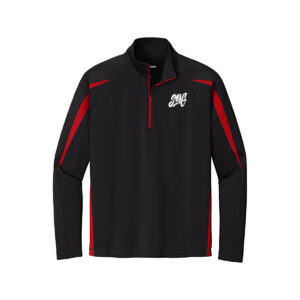 Swag CoolWick Men's Sport-Wick Stretch Colorblock 1/4-Zip Bowling Pullover - Black/True Red