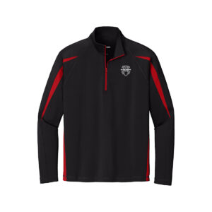 Hammer Black Widow CoolWick Men's Sport-Wick Stretch Colorblock 1/4-Zip Bowling Pullover - Black/True Red