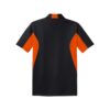 CoolWick Men's Tall Side Blocked Micropique Bowling Polo back - Black/Deep Orange