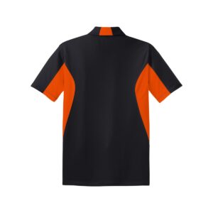 CoolWick Men's Tall Side Blocked Micropique Bowling Polo back - Black/Deep Orange