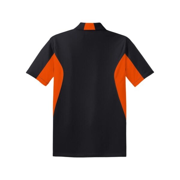 CoolWick Men's Tall Side Blocked Micropique Bowling Polo back - Black/Deep Orange
