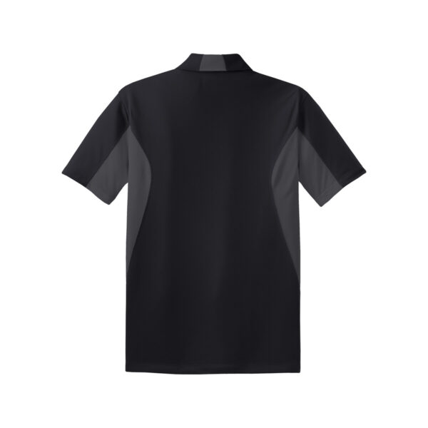 CoolWick Men's Tall Side Blocked Micropique Bowling Polo back - Black/Iron Grey