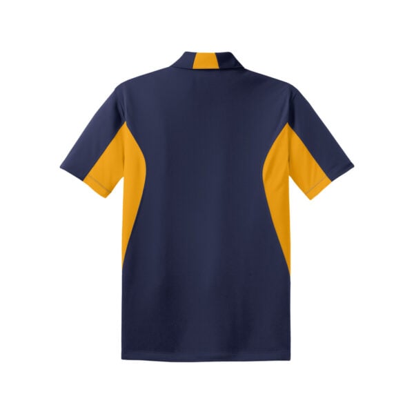 CoolWick Men's Tall Side Blocked Micropique Bowling Polo back - True Navy/Gold