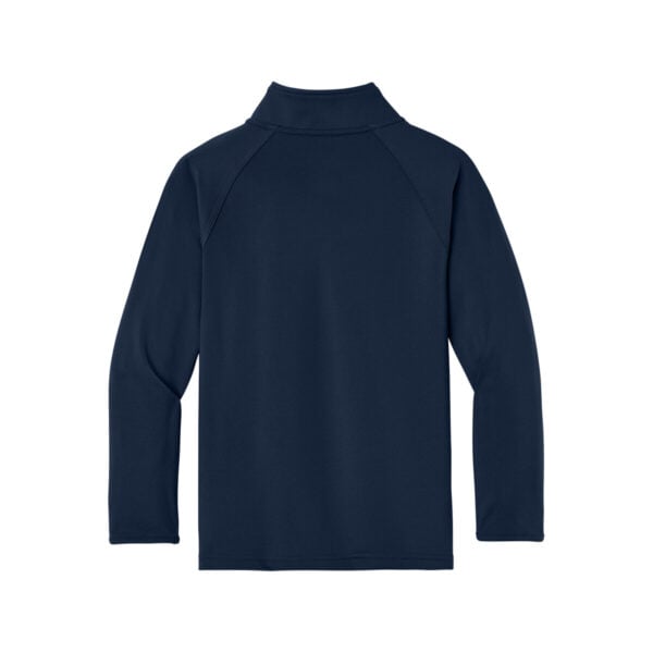 CoolWick Youth Sport-Wick Stretch 1/4-Zip Bowling Pullover back - True Navy