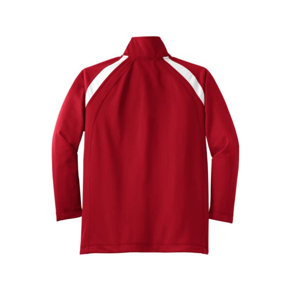 CoolWick Youth Tricot Track Bowling Jacket back - True Red/White